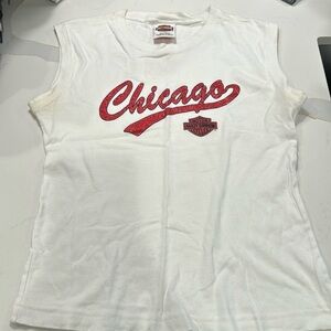 Harley Davidson Vintage Chicago Red Sparkle and White Tank Top Size Large